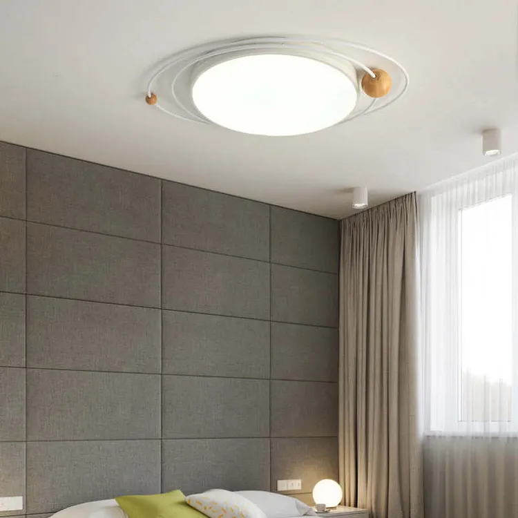 Quinn Modern Ceiling Light LED Metal Wood Living Room