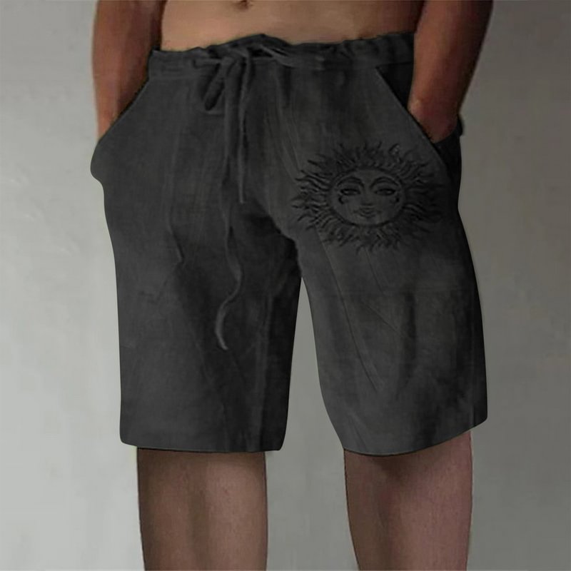 Men's Summer Loose Casual Linen Drawstring Shorts-VESSFUL