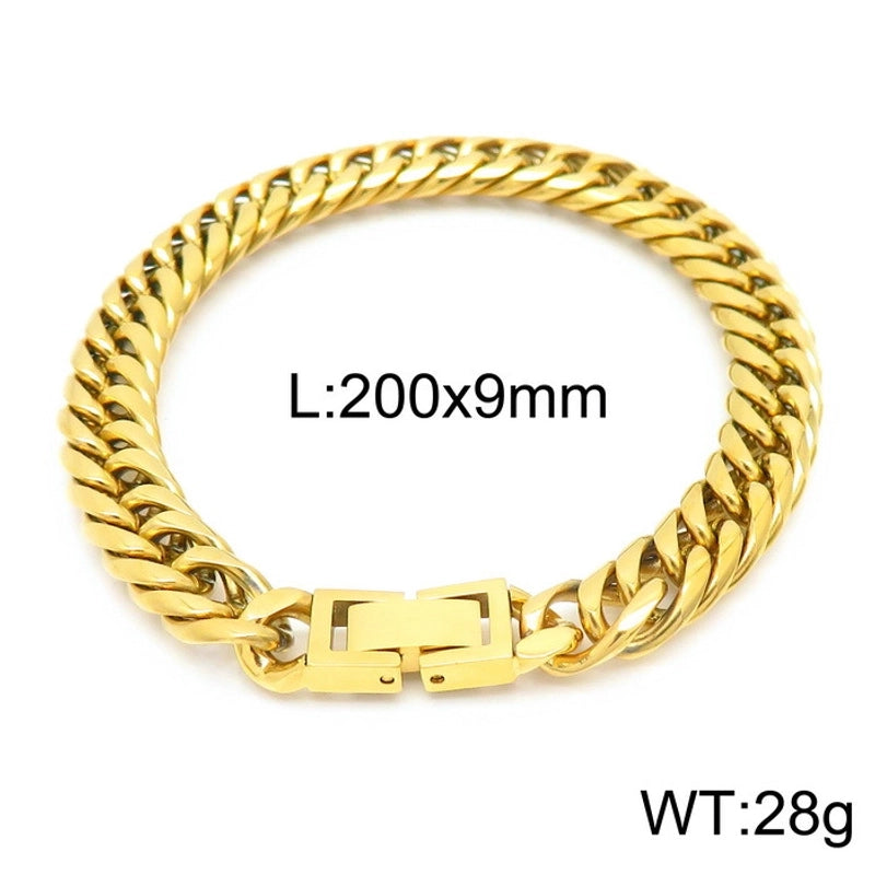Hip-Hop Retro Solid Color Titanium Steel Plating 18K Gold Plated Men’s Necklace