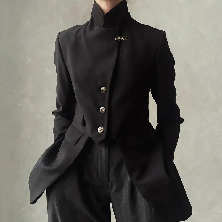 Retro Lapel Button Classics Striped Tuxedo Jacket.