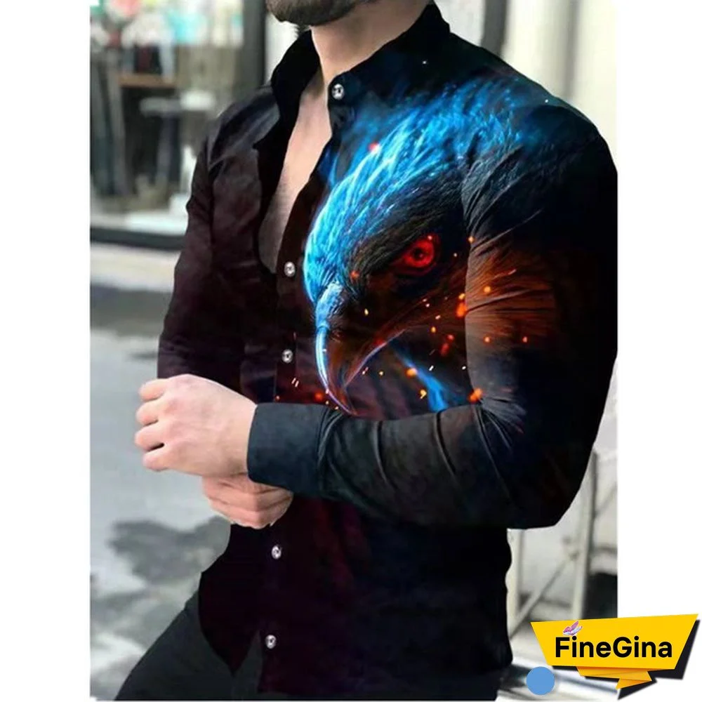 Spring European and American New Men's Printed Shirts, Men's Cardigans, Long-sleeved Shirts, Men's Shirts