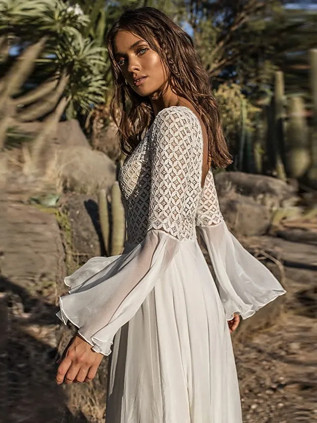 Boho Dress Cover Beach Wear Long Maxi Mesh Patchwork Fashion Modern Plain Neck Sleeve