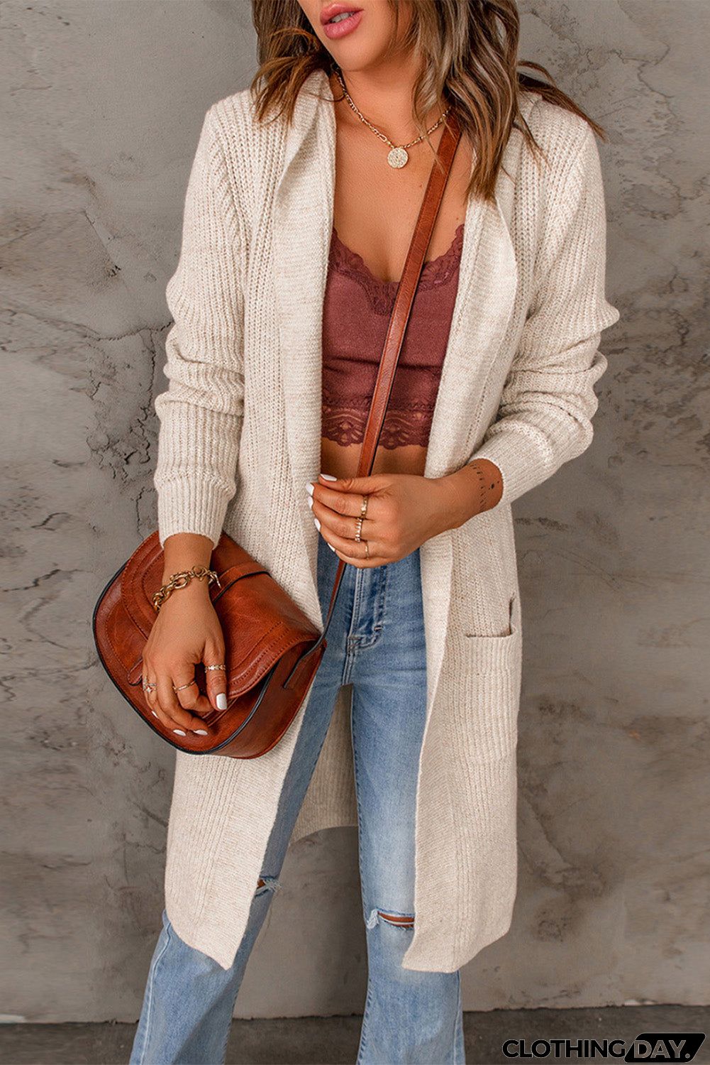 Open Front Hooded Cardigan
