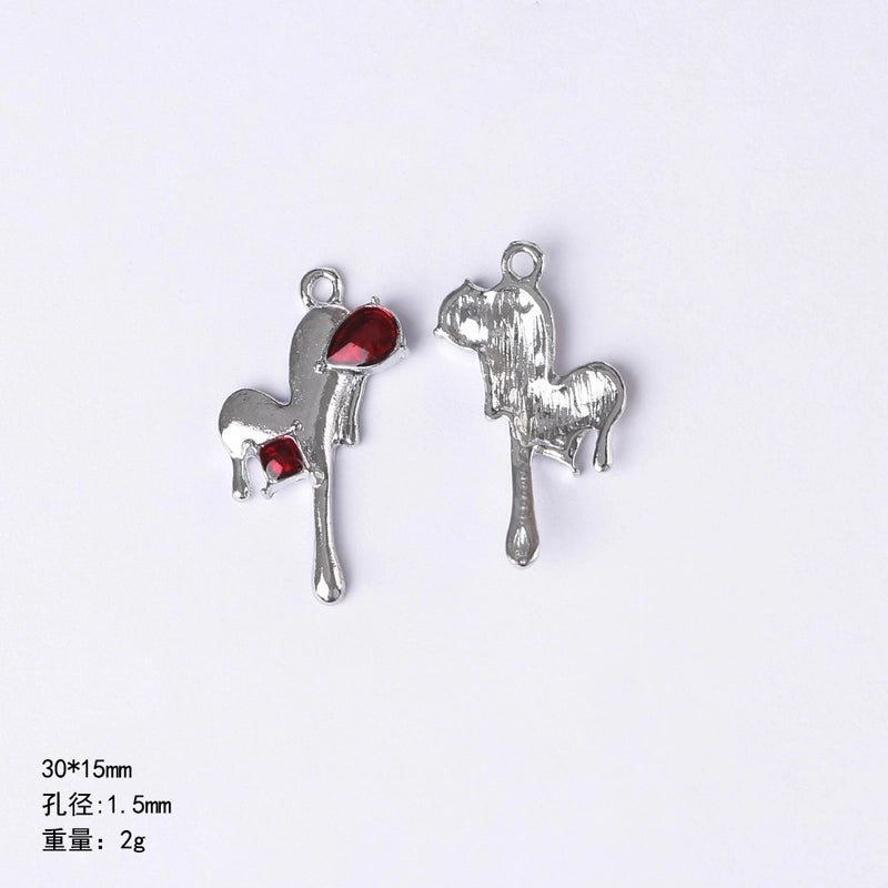 20 PCS/Package 22 * 9mm Alloy Cherry Heart Shape Rose Pendant Jewelry Accessories