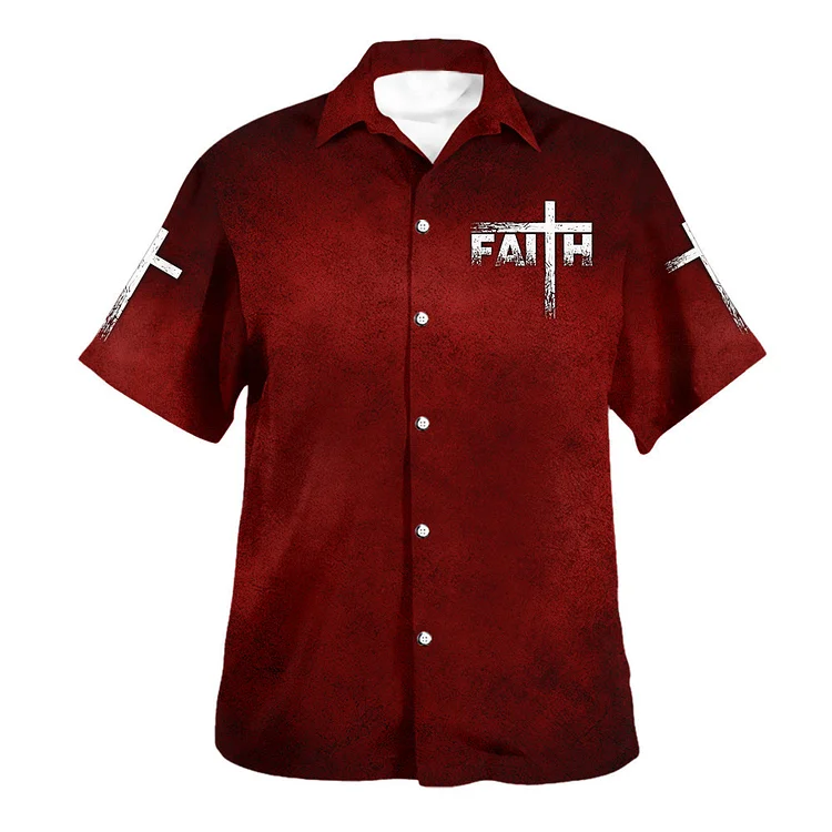 BrosWear FAITH Printed Casual Short Sleeved Shirt