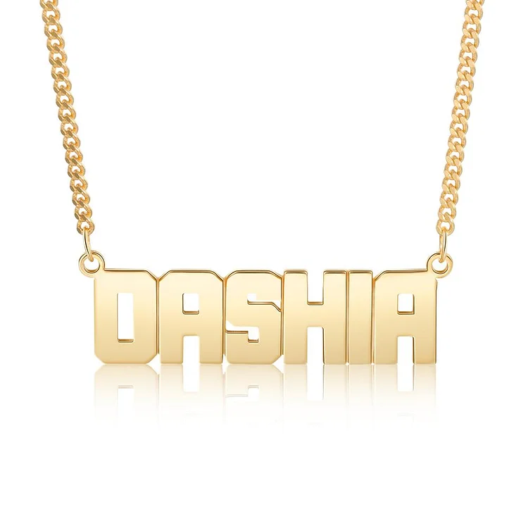 Men's Name Necklace Capital Letters Custom Name Chain 14K Gold Pated