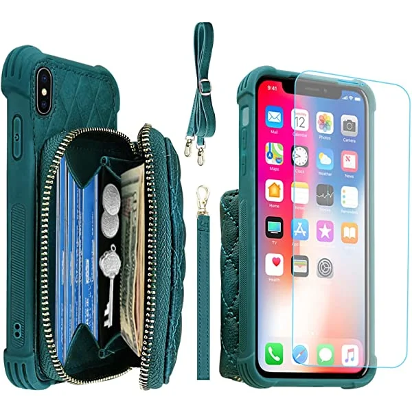 MONASAY Zipper Wallet Case for iPhone X/XS