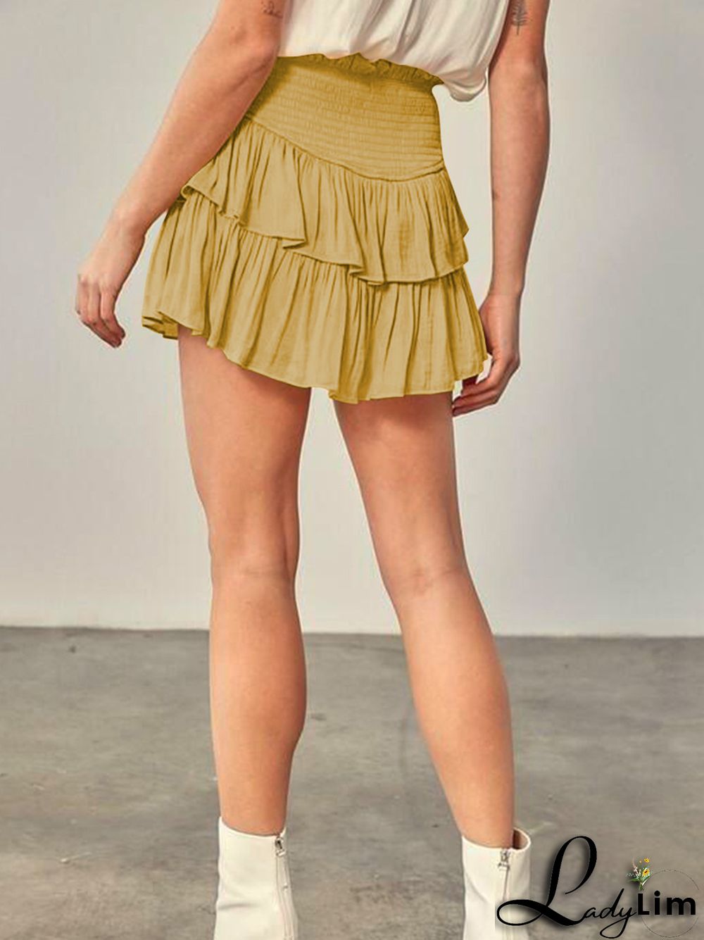 Fashion Plain Women Summer Fashion Pleated Skirt Sexy Ruffle Skirt