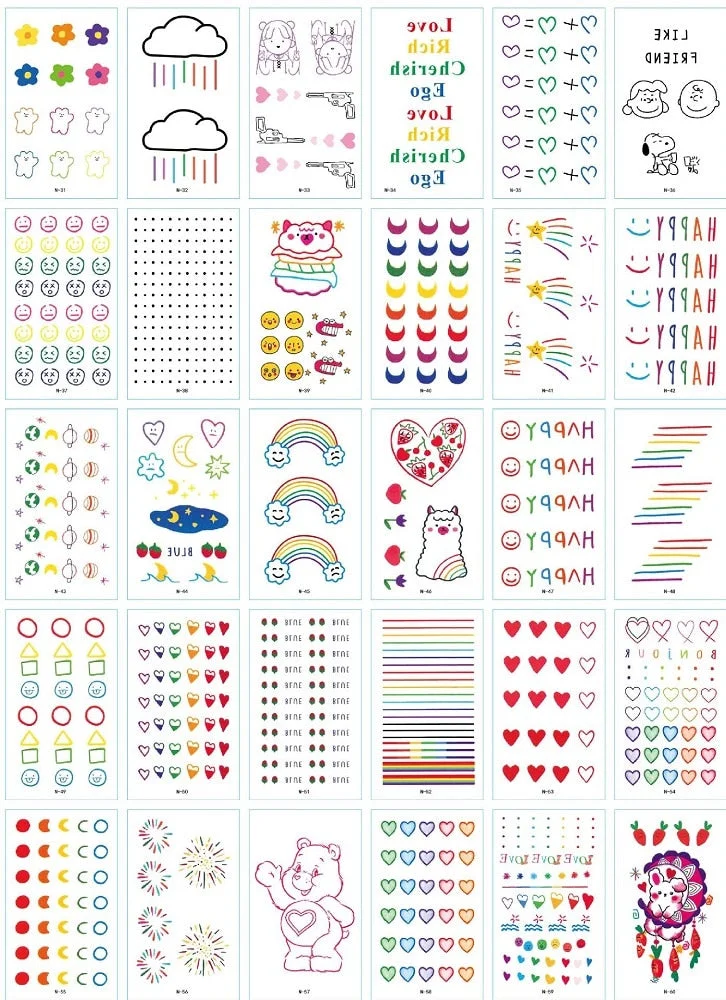 30Pcs/Set No Repeat Temporary Tattoo Stickers Waterproof Arm Clavicle Body Art Sticker Disposable butterfly tatouage temporaire