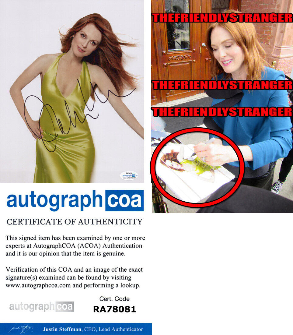 JULIANNE MOORE signed Autographed 8X10 Photo Poster painting c EXACT PROOF Sexy Green Dress ACOA