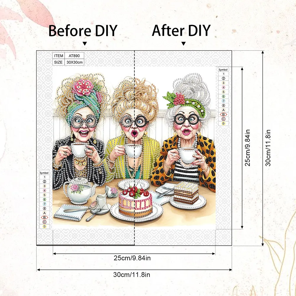 Diamond Painting - Partial Special Shaped Drill - Funny Granny(Canvas|30*30cm)