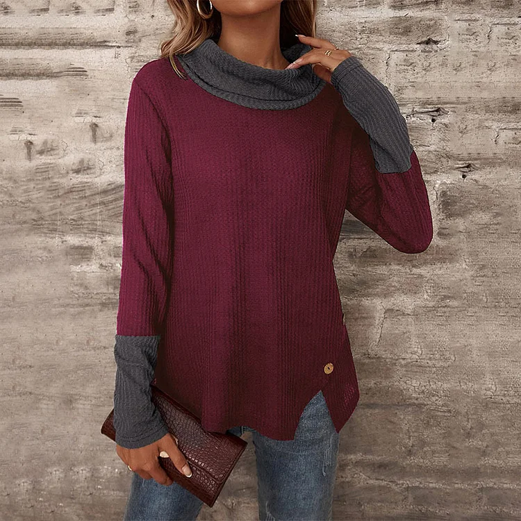 Vintage Paneled Turtleneck Long Sleeve T-Shirt