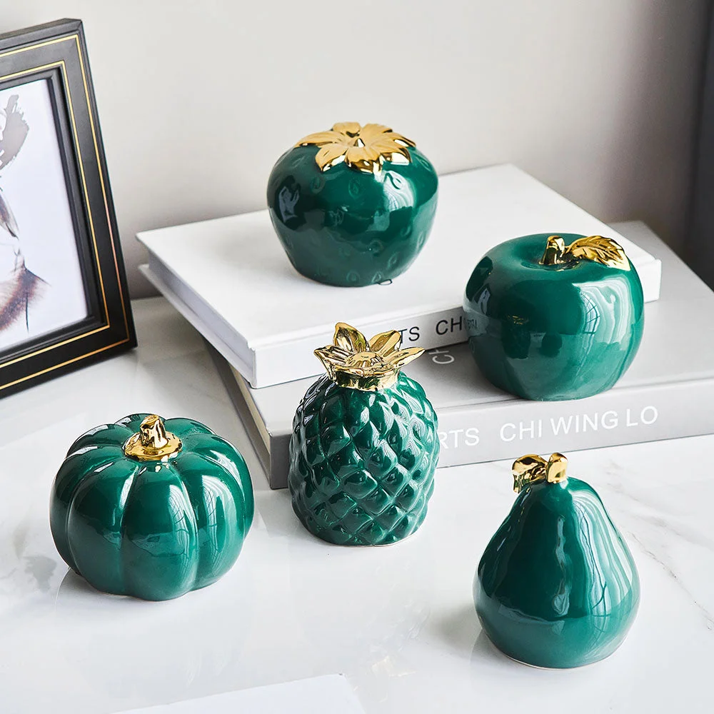 Art Ceramic Fruit Figurines Statue Home Decoration Accessories For Living Room Modern Pumpkin Pineapple Office Desktop Decor