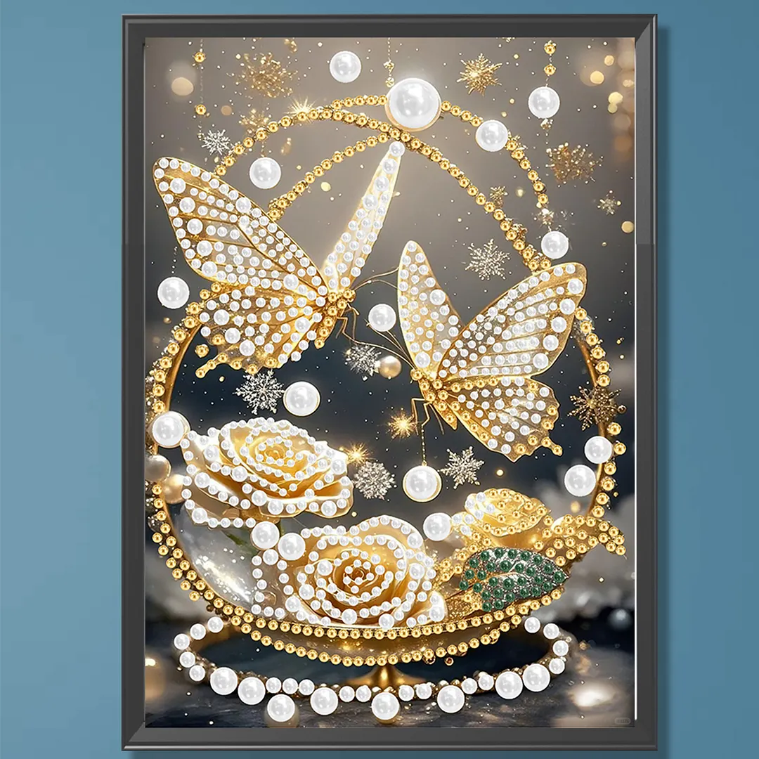 Pearl Painting Kit for Adults Golden Butterfly 11.81x15.75in