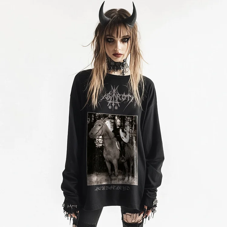 Black Metal Band Design Long Sleeved T-shirt