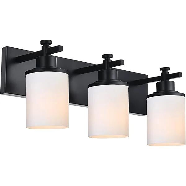 2-Light Bathroom Light Fixtures, Modern Vanity Lights with Milky White Glass Shade, Brushed Nickel Bathroom Vanity Light Over Mirror, Suit for Dressing Room Living Room Hallway Brushed Nickel 2-Light