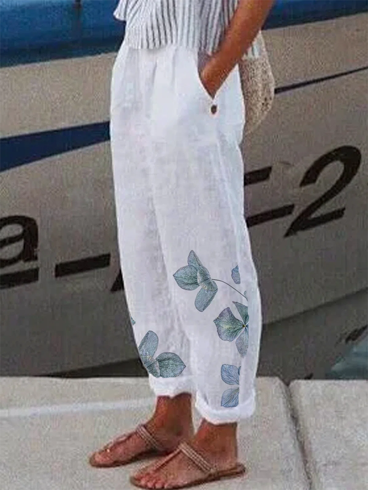 2022 Spring Summer Women Casual Bottoms Female Loose Streetwear Long Pocket Pants Fashion Print Slim Mid Waist Pencil Pants New