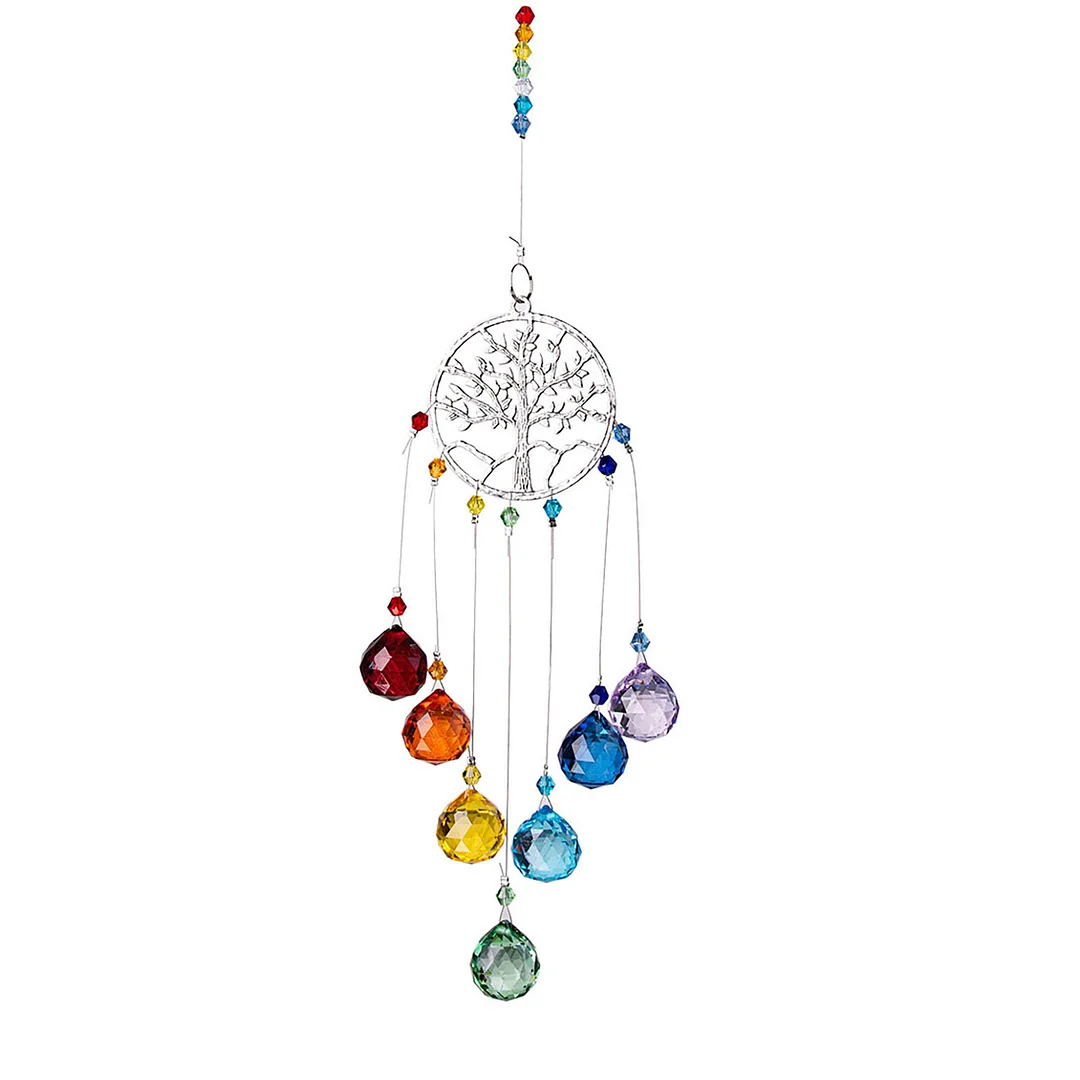 Crystal Prisms Suncatcher, Hanging Ornament, Ball Drop Rainbow Maker (Tree)