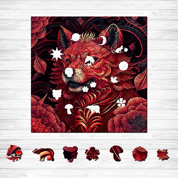 Furious Red Fox Wooden Jigsaw Puzzle