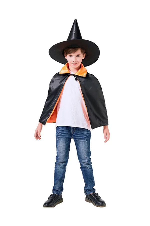 Personalized Cool Short Magic Cloak Halloween Kids Costume Orange-elleschic