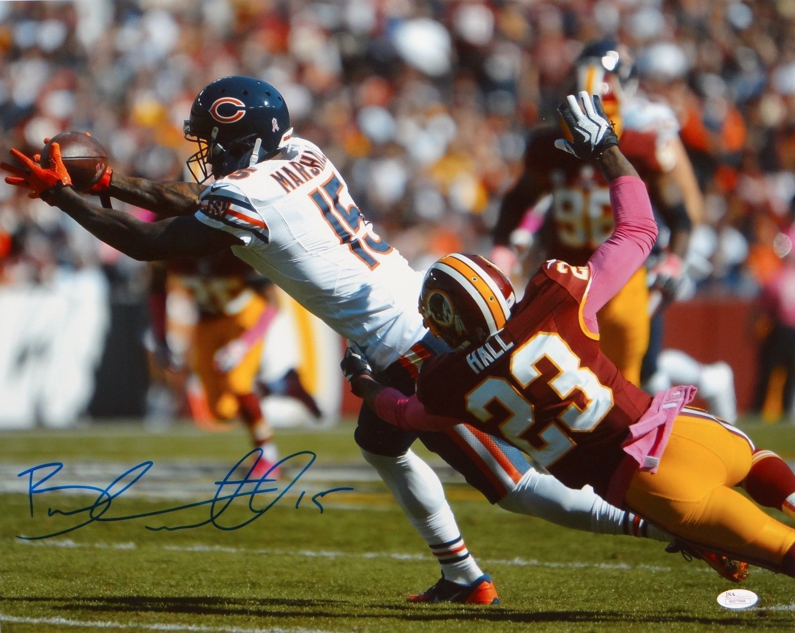 Brandon Marshall Autographed 16x20 Catch Against Redskins Photo Poster painting- JSA W Auth