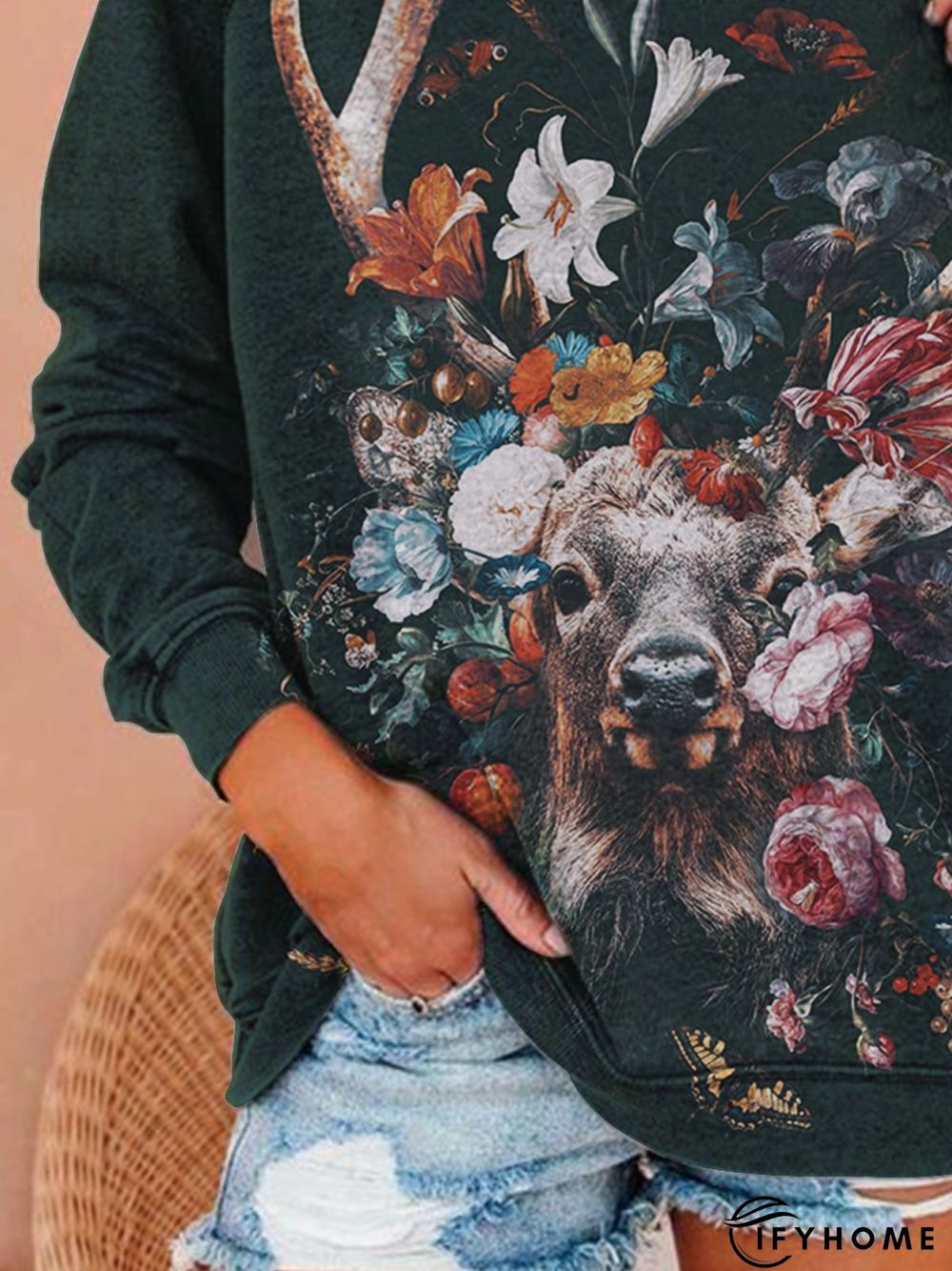 Crew Neck Long Sleeve Vintage Shift Tunic Sweatshirt | IFYHOME