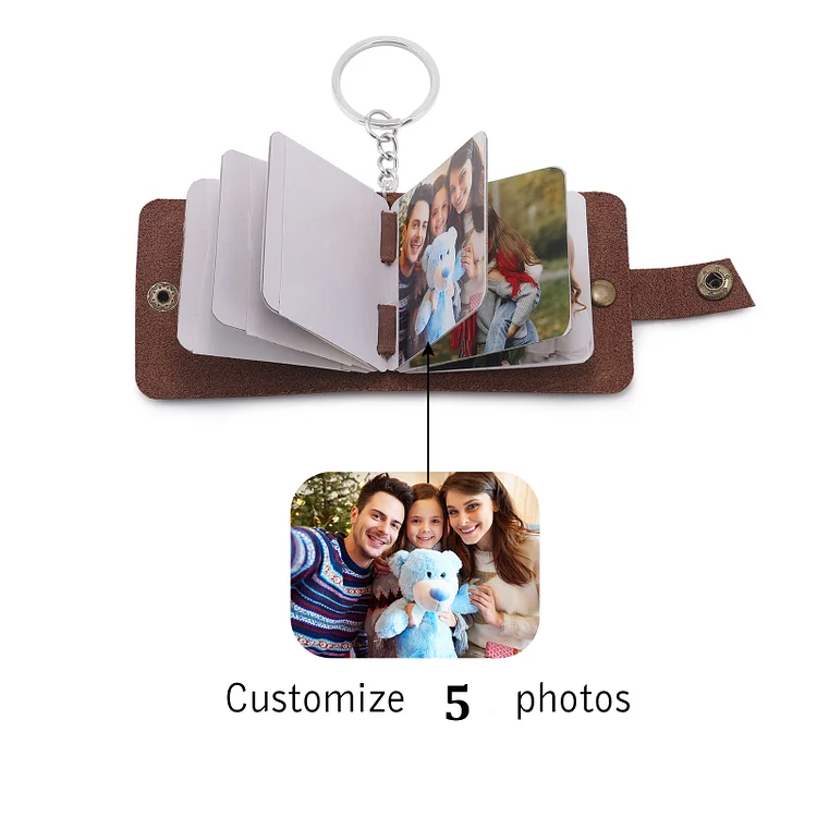 "Our Love Is Forever" Photo Album Keychain Custom 5 Photos Leather Keychain Romantic Gifts
