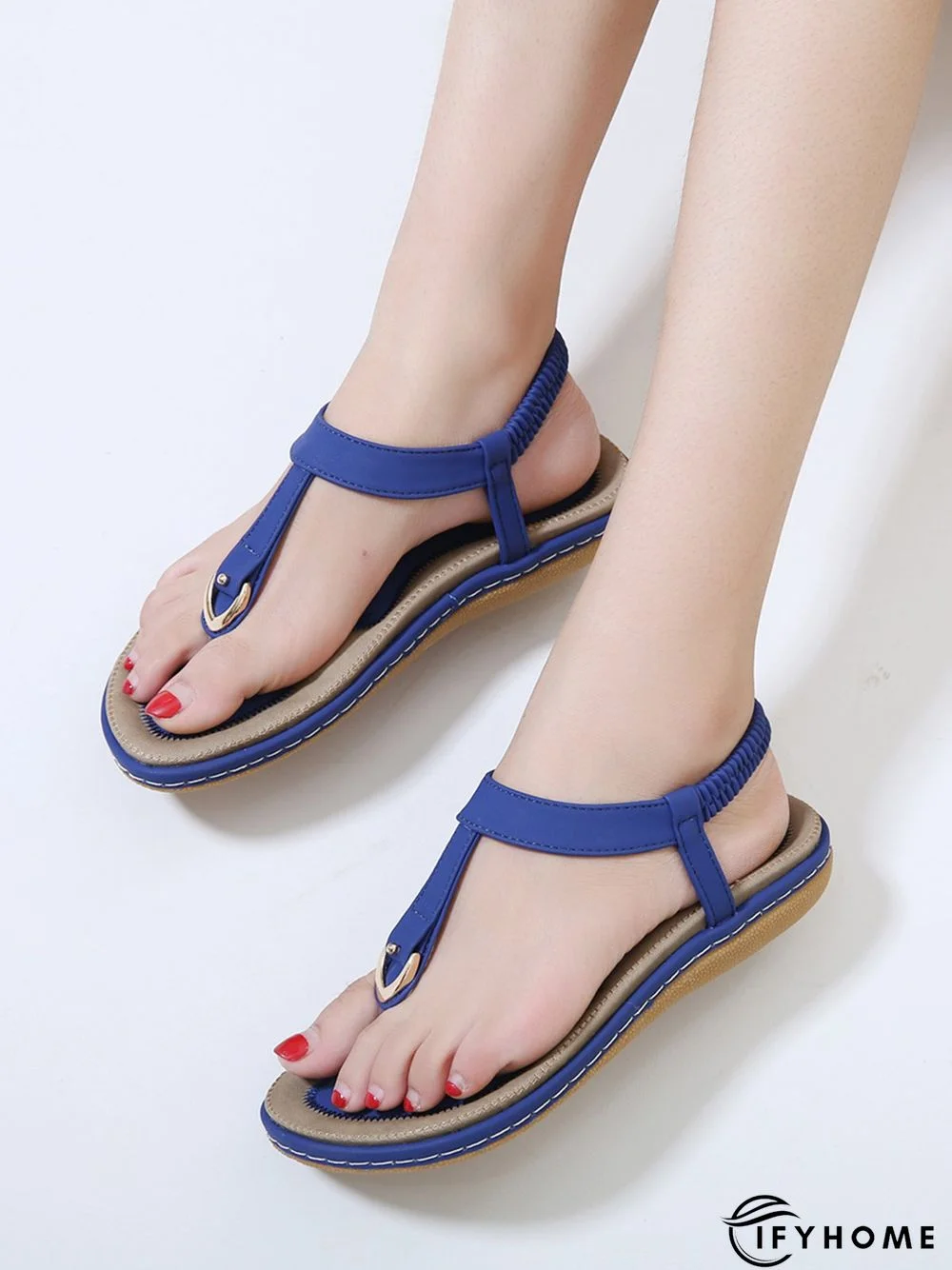 Women's Beach Metal Buckle Trim Flip-On Sandals | IFYHOME