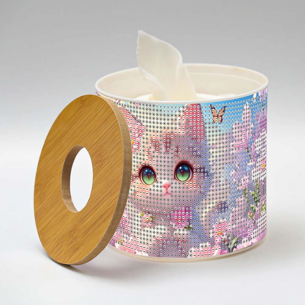 Kitten DIY Diamond Painting Handmade Tissue Holder Rhinestones Decor Tissue Box