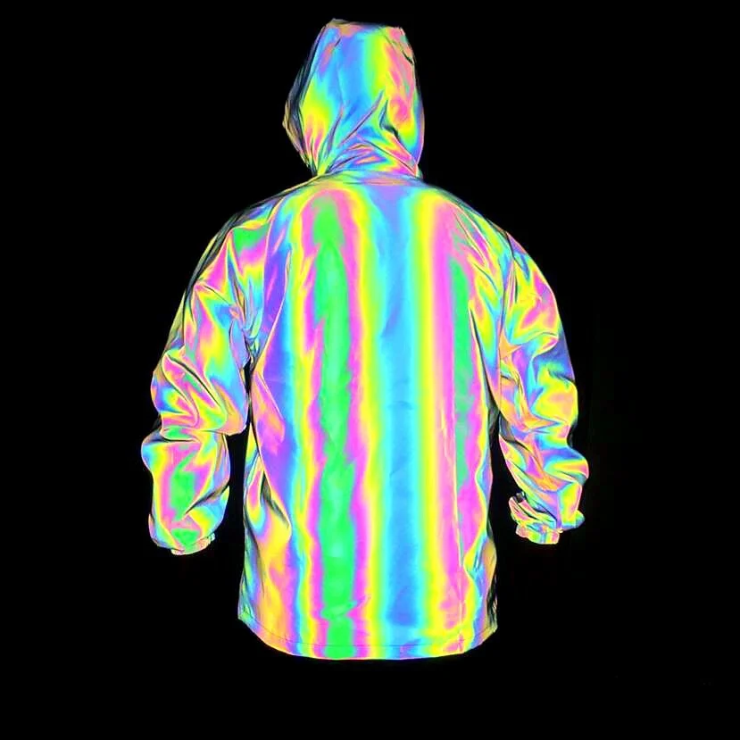 Toloer Autumn And Winter New Dazzle Color Reflective Jacket Men's Colorful Laser Plus Size Hooded Jacket-Outfit Ideas