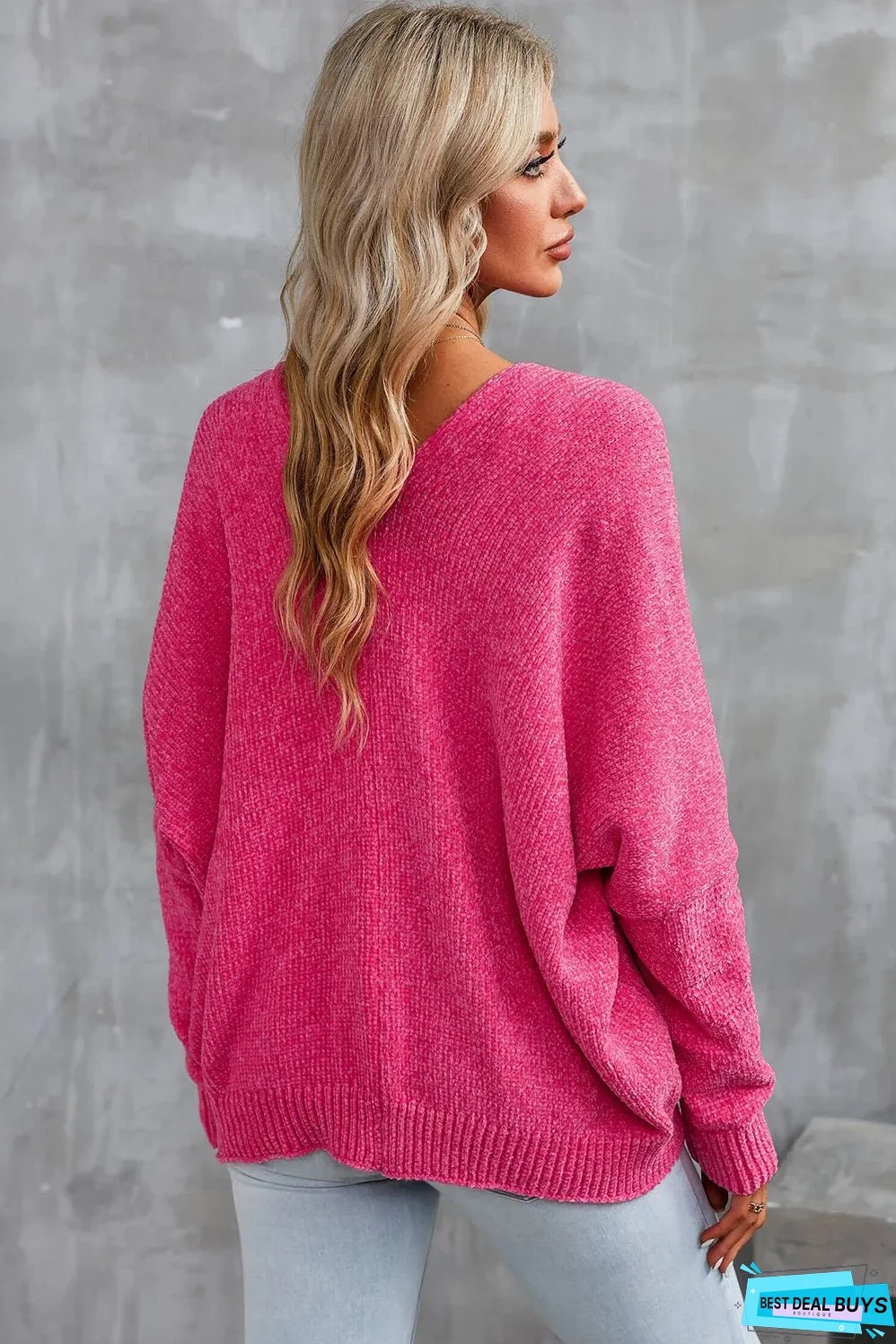 Rose Buttons Front Pocketed Sweater Cardigan