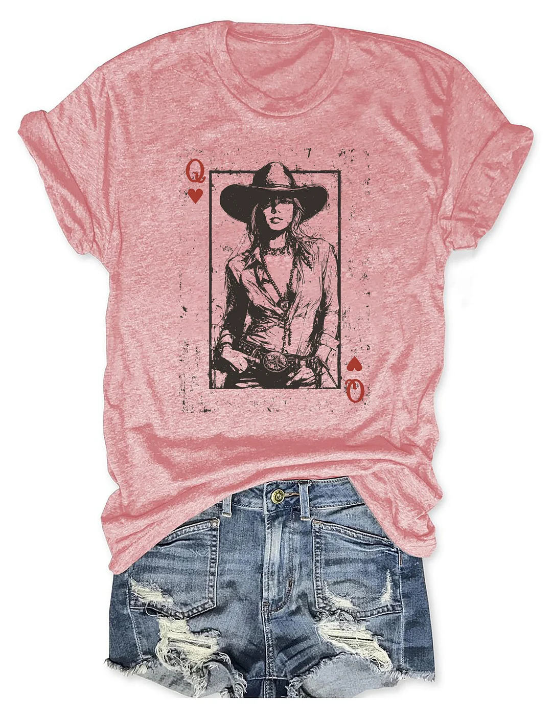 Cowgirl Queen Of Hearts Card T-shirt