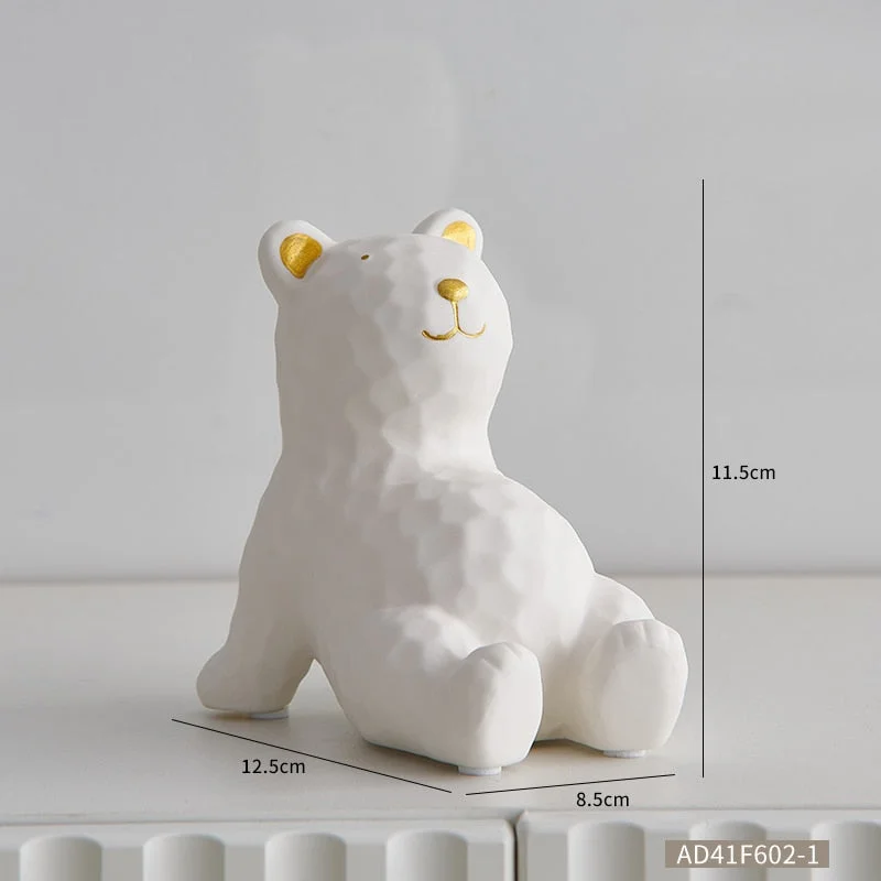 Bear Sculpture Home Decoration For Living Room Animal Model Resin Statue Modern Decor Office Table Decoration Accessories Crafts