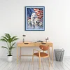American Flag And Wolf - Full Embroidery 3 Strands 11CT Stamped Cross Stitch - 45*60CM - Large Size