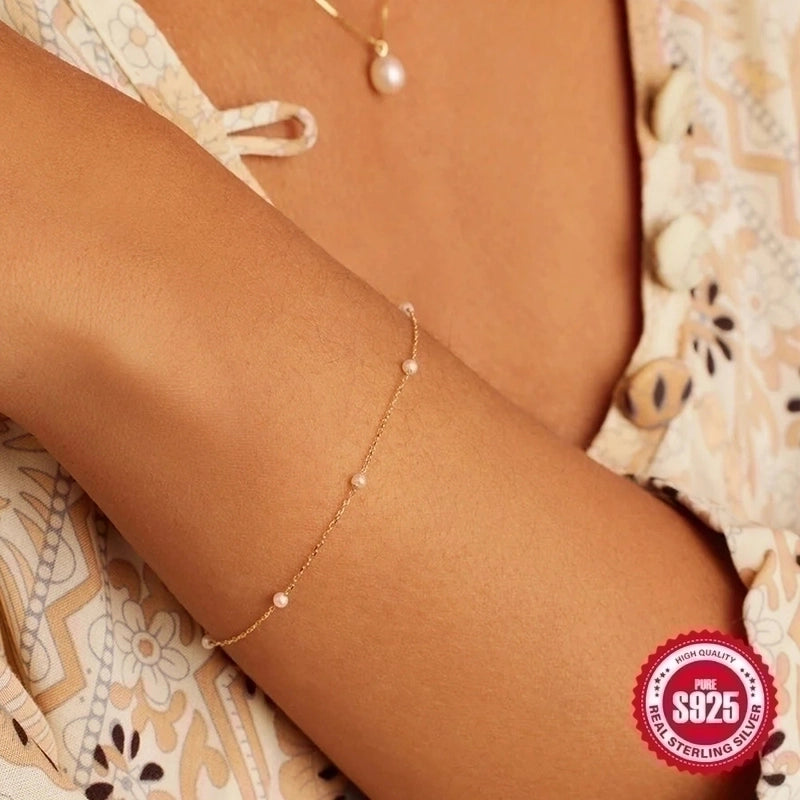 Sterling Silver Minimalist Geometric Solid Color Plating Bracelets