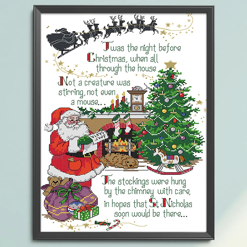 Partial Embroidery cotton Thread 14CT Printed Christmas Cross Stitch Kit