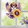 Eule Sonnenblume 2D flache DIY-Acryl-Diamant-Malset, Fensterh&auml;nger-Wanddekoration