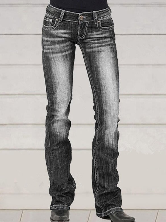 Casual Retro Mid-Rise Jeans