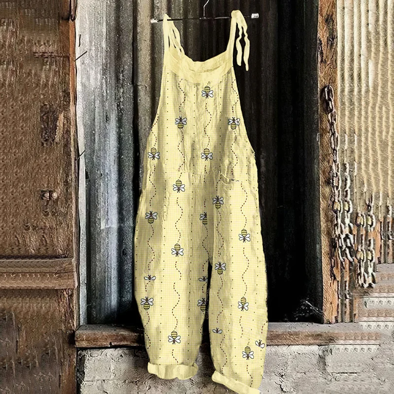 Flying Honey Bees Pattern Spring Casual Jumpsuit