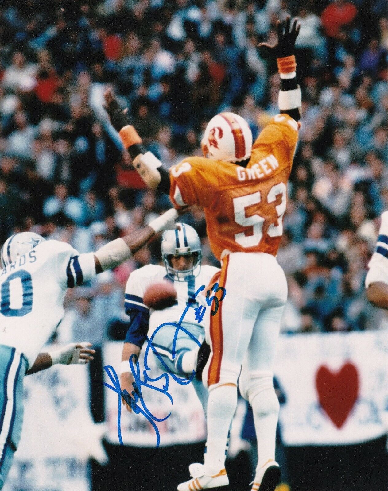 HUGH GREEN TAMPA BAY BUCCANEERS ACTION SIGNED 8X10