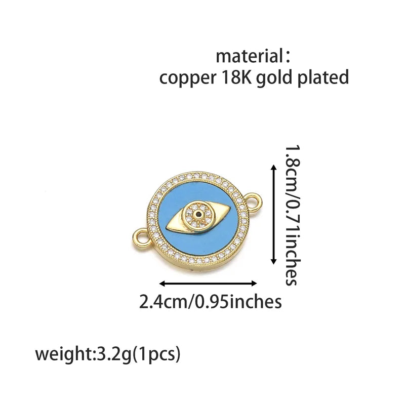 1 Piece 2.2cm*2.5cm 2.4cm*2.9cm Copper Shell Zircon 18K Gold Plated Palm Eye Pendant Jewelry Accessories
