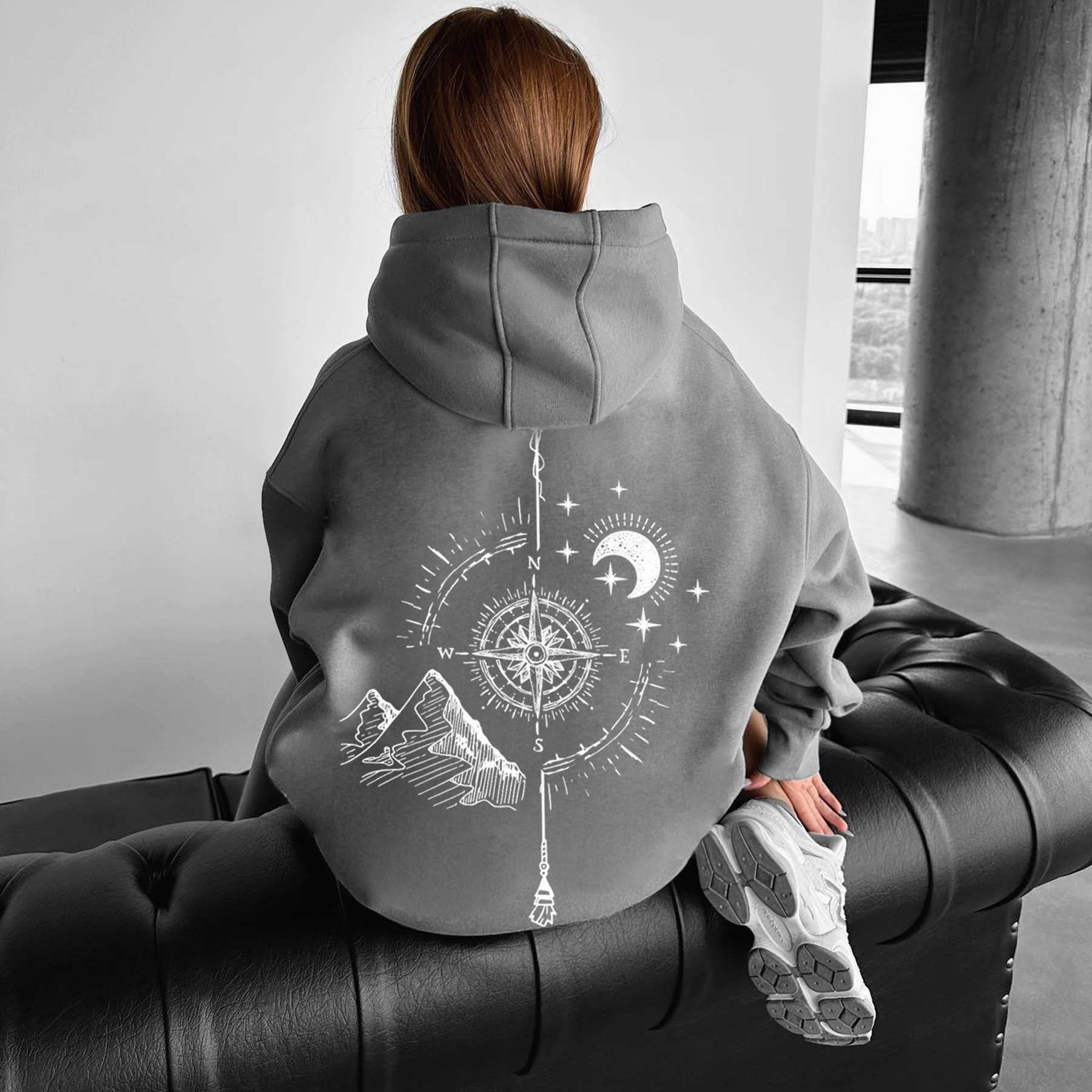 Oversize Sun Moon Stars Hoodie