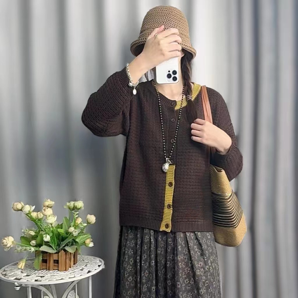 Chicfifth Sweater Women Winter Long Sleeve High Quality Autumn Vintage Top Knitted Cardigan