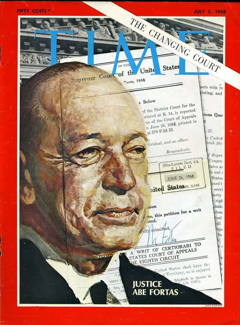 Justice Abe Fortas Psa Dna Coa Signed Time Cover Photo Poster painting Autograph