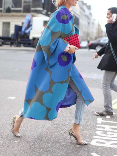 Uveng Uveng Spring And Autumn Wishebay Long Horn Sleeve Coat Print Loose Wind Coat Woman