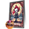 Halloween Horrorfilm Tarotkarten - runder Bohrer Diamantmalerei - 40*60cm (große Größe)