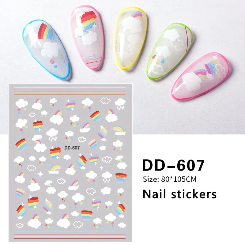 3D Rose Flowers Butterfly Sticker Sliders for Nails Elegant Leaf Floral Design Decals DIY Nail Art Decorations