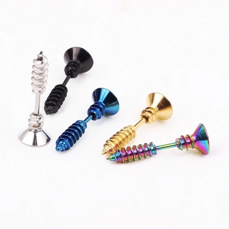 Fashion Solid Color Stainless Steel Ear Studs 1 Piece