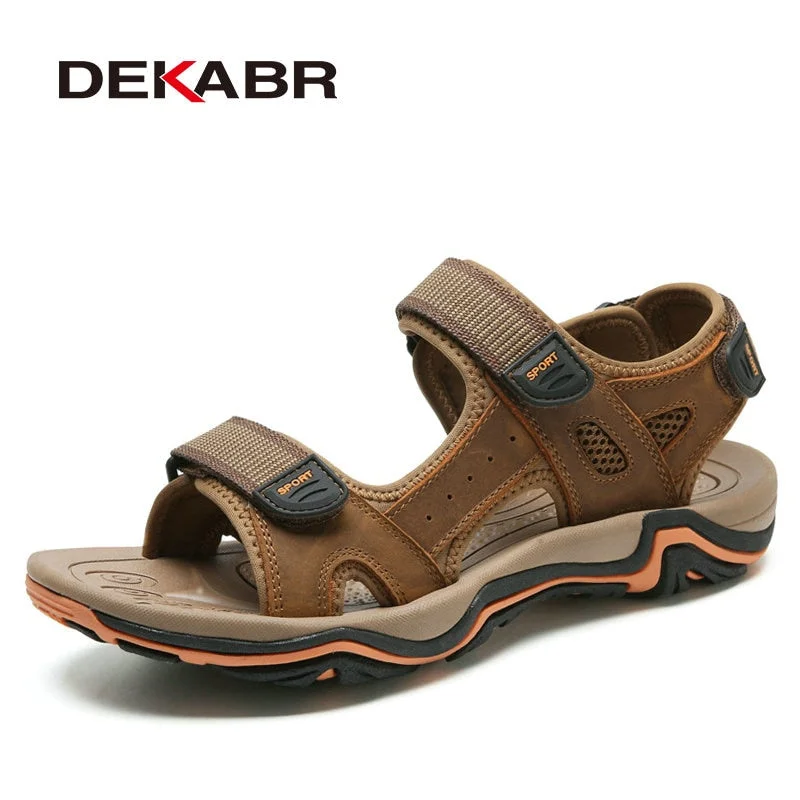 DEKABR High Quality Summer Men Sandals Real Leather NonSplit Soft Comfortable Men Shoes New Fashion Men Casual Shoes Size 39~45