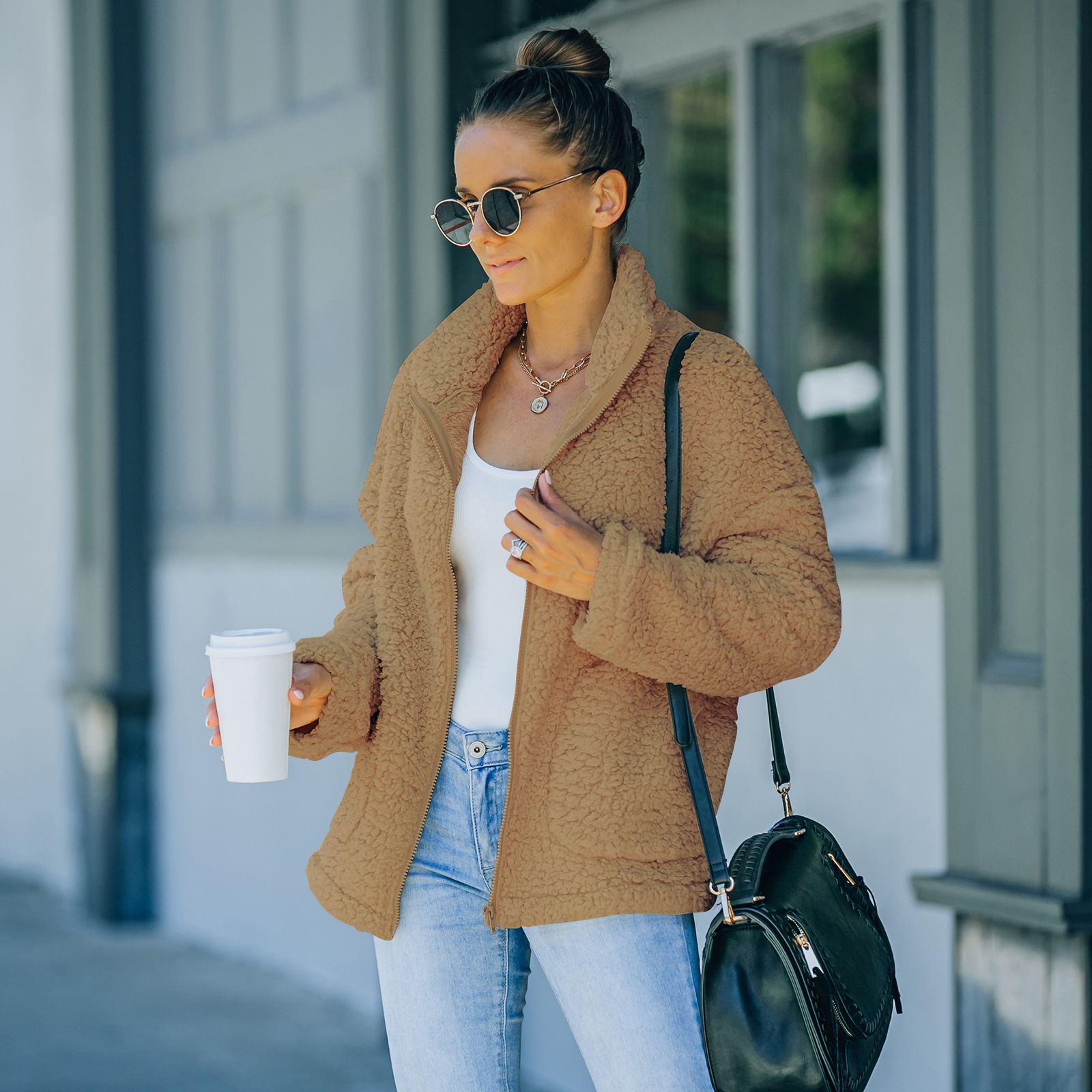 Mature Women Fashionable Plush Warm Jacket